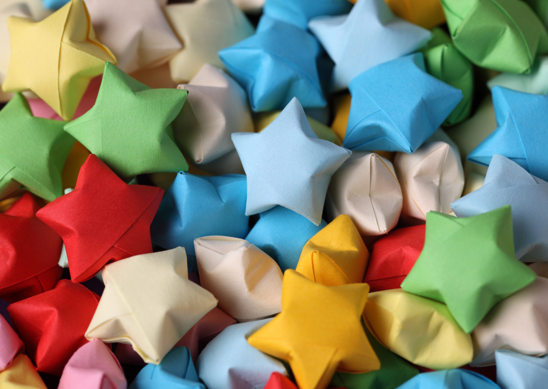 Pile of colourful paper stars